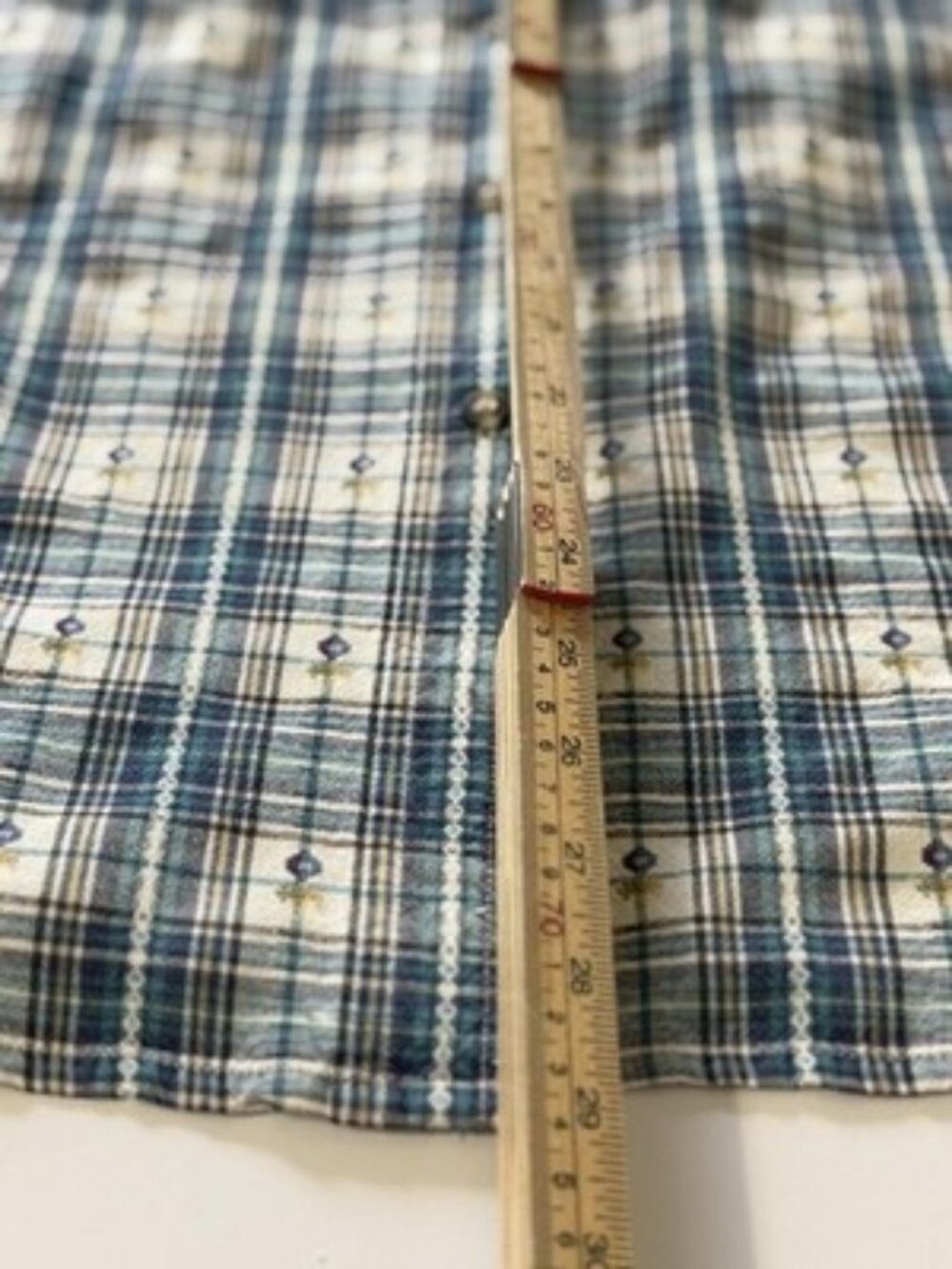 Bobbie Brooks Top Womens XL Blue Plaid Embroidered Short Sleeve Button Up Shirt - Picture 7 of 12